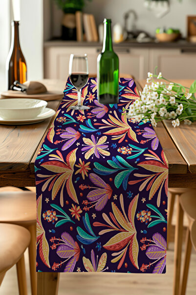 ALAMODECOR Runner cu imprimeu digital, cu model etnic boem, floral și colorat