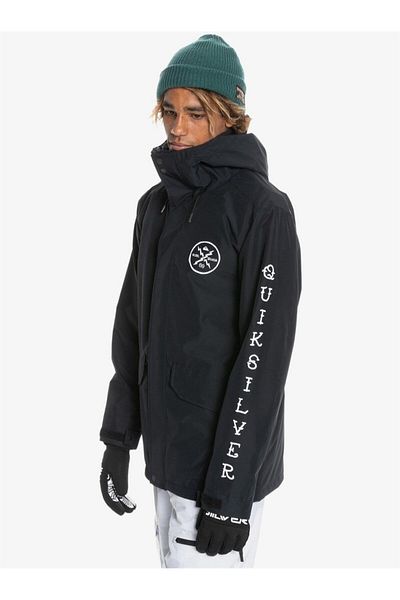 Quiksilver سترة التزلج على الجليد للرجال In The Hood JK Black Ski/Snowboard Clothing MEN