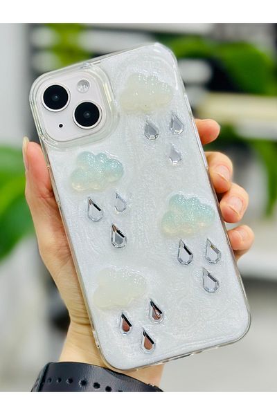 Go Aksesuar حافظة سيليكون بتصميم EPOXY CLOUD متوافقة مع هاتف Iphone 14 Plus - 15 Plus مع لعبة