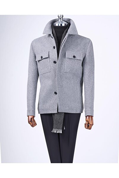 TerziAdemAltun Italian Style Slim Fit Seasonal Cashew Men's Coat Gray T13521