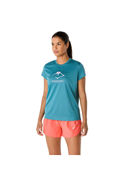 Asics Fujitrail Logo Ss Top Kadın Mavi Kısa Kollu Tshirt 2012C971-425