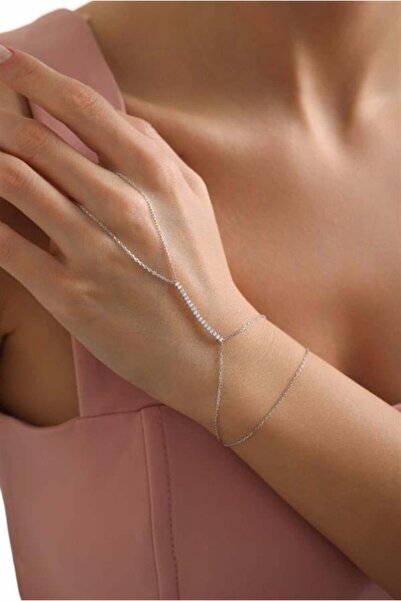 Nereze 925 Ayar Gümüş Rodyum Kaplama Zirkon Taşlı Çubuk Model Şahmeran Bileklik