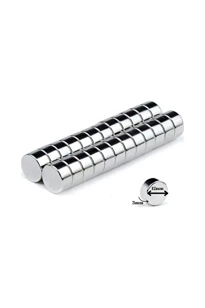 Anoffel Neodyum Yuvarlak Güçlü Mıknatıs 5 Adet 12x3mm Çap 12mm , Kalınlık 3mm