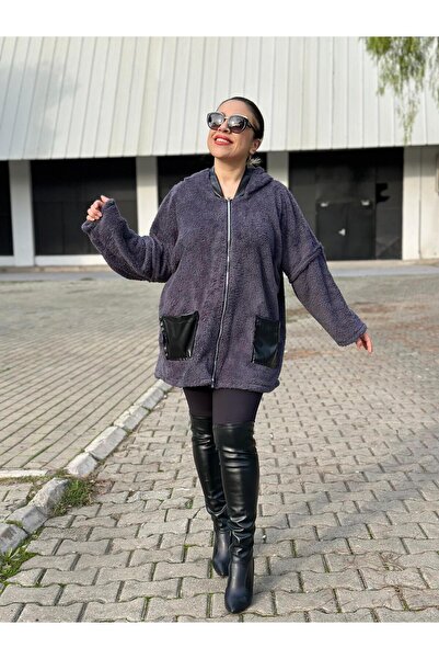 Modami wellsoft suni deri detaylı büyük beden mont (46-52 beden uyumludur)