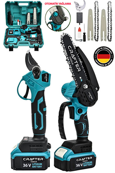 CRAFTERTOOLS Germany 36V 5Ah Çift Akülü Çelik Şanzıman Şarjlı Dal Budama Maka...