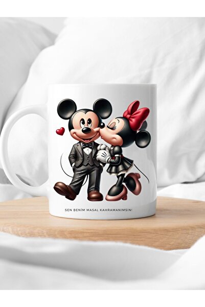kuphane Mıckey Ve Mınnıe Mouse Baskılı Sevgiliye Hediye Mug Kupa Bardak