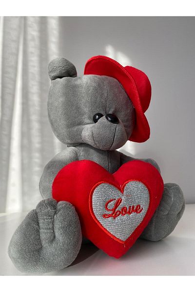 ViZKA Love Plush Teddy Bear, Valentine's Day Gift, Birthday and February 14 / Gray