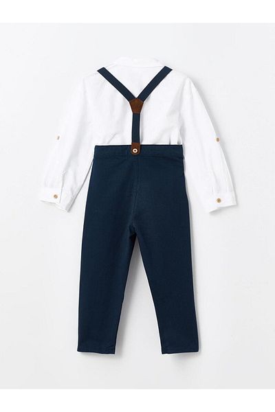 LC Waikiki Kids White Long Sleeve Basic Baby Boy Shirt and Pants Set of 2