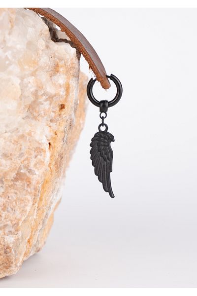 Piercing Market Steel & Silver Unisex Steel Ring Dangle Angel Wing Model Earrings Does Not Darken Rust
