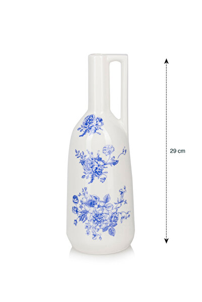 LC Waikiki Mavi Çiçek Baskılı Seramik Vazo - 29 cm