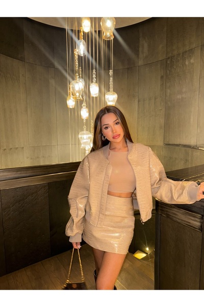 İambabydesign deri etek ceket takım