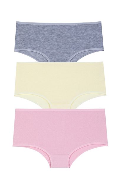 Gizli Butik Chiloți pentru femei cu talie înaltă - bumbac, lycra, piele roz gri, pachet de 3