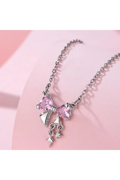 ZİRKONYUM Pembe Pinterest Zirkonyum Fiyonk Kolye
