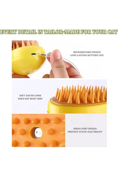 PONCİKPAZAR Steam Cat & Dog Washing Brush Comb Soft Silicone Brush Care