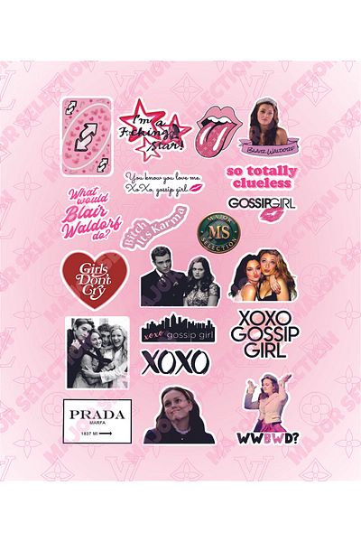 Major Selection Gossip Girl Xoxo - Set de autocolante pentru laptop, tabletă, telefon și agendă cu tematică roz