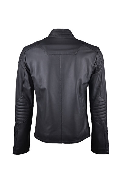 ALİN Jachetă din piele naturală Kane pentru bărbați, neagră, măsurători vizual