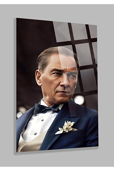 TAULART ULTRA YÜKSEK ÇÖZÜNÜRLÜKLÜ BORDO ATATÜRK TABLOSU 4MM KIRILMAZ CAM TABL...