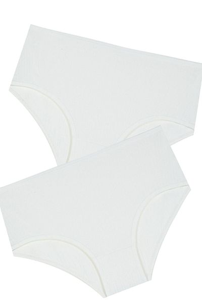 Gizli Butik High Waist White Cotton Lycra Women's Panties - Pack of 2