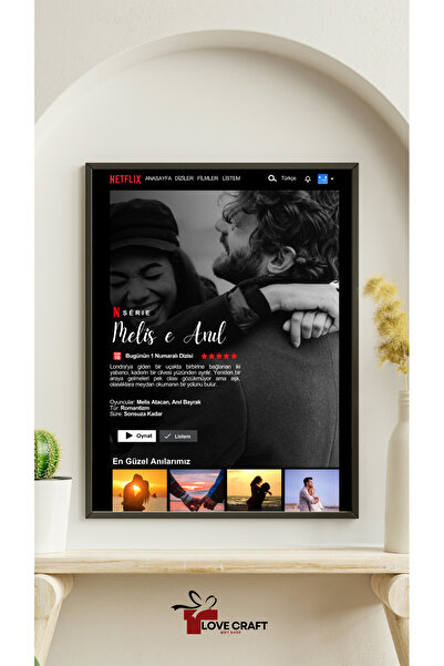 Store Sevgiliye Netflix Tablo 1 - 21*30 Ölçü (İNCE KENAR PLASTİK ÇERÇEVE)