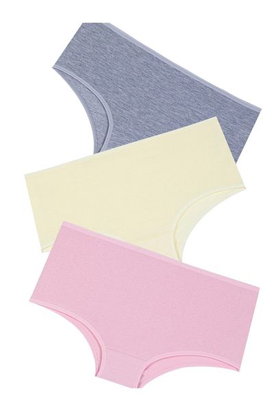 Gizli Butik Chiloți pentru femei cu talie înaltă - bumbac, lycra, piele roz gri, pachet de 3
