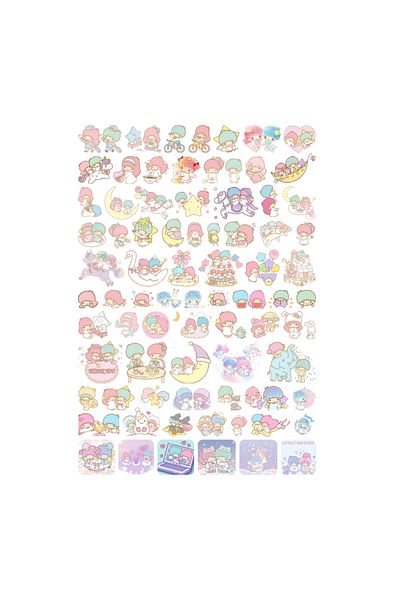Ororabutik Σετ αυτοκόλλητων Hello Kitty Little Twin Stars 77 τμχ - Σετ αυτοκόλλητων Scrapbook Bullet Journal