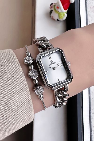 Homies Waterproof Silver Color Original Women's Wristwatch - Chain & Bracelet Hmb3016C4