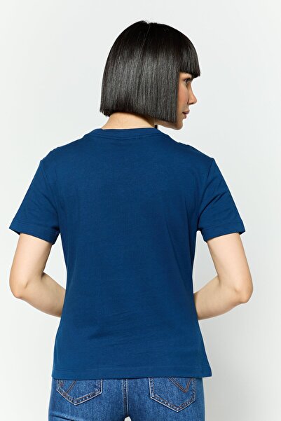 Esprit Women Crew Neck Short Sleeves Brand Logo T-Shirt, Navy Blue