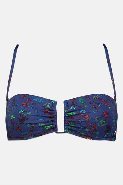 Tommy Hilfiger Women Floral Print Lightly Padded Bikini Top, Blue Combo