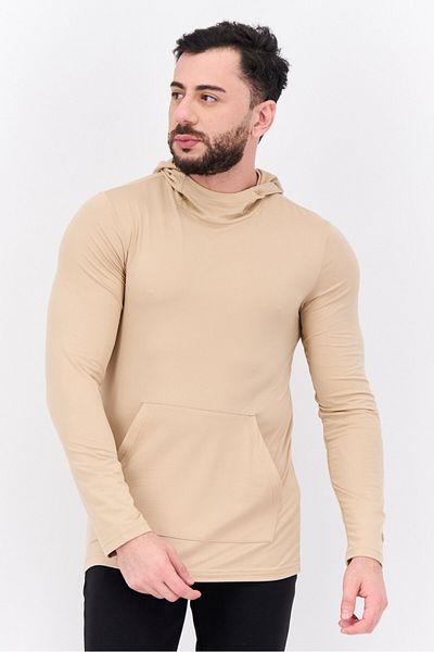 gaiam Men Slim Fit Long Sleeves Outdoor Hoodies, Beige