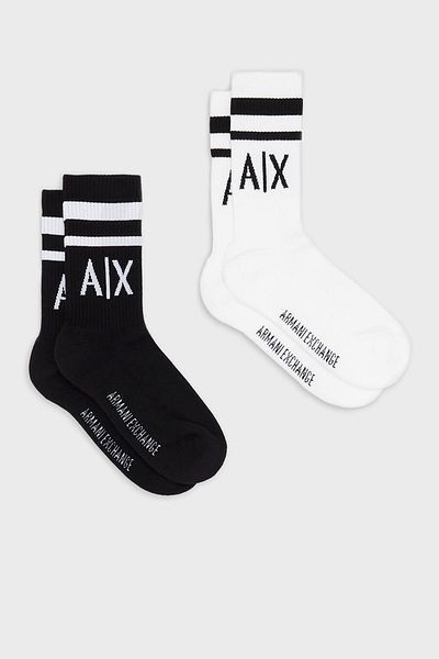 Armani Exchange Комплект от 2 еластични памучни чорапи с лого и райета - 943030 CC650 00121