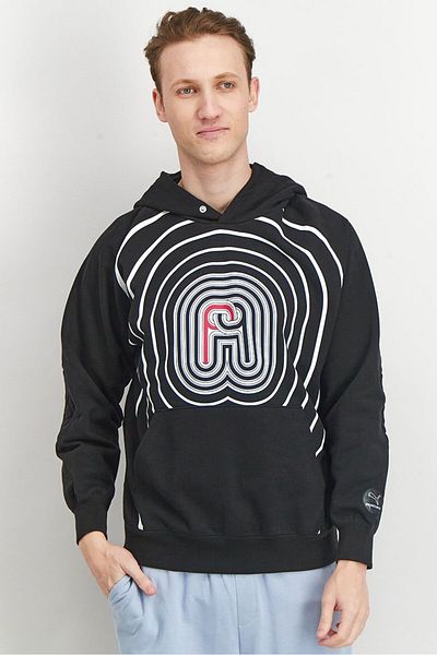 Puma x Pronounce Men Hooded Long Sleeve Graphic Print Sweatshirt, Black