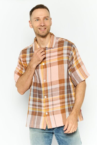 Levi's Men Regular Fit Plaid Short Sleeve Casual Shirts, Multicolor