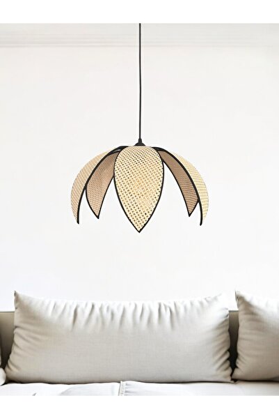 KorFam modern hazeran görünümlü yapraklı çiçek şeklinde bohem rustik avize