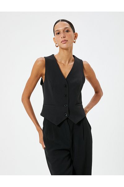 Koton Vestă Blazer cu decolteu în V căptușită