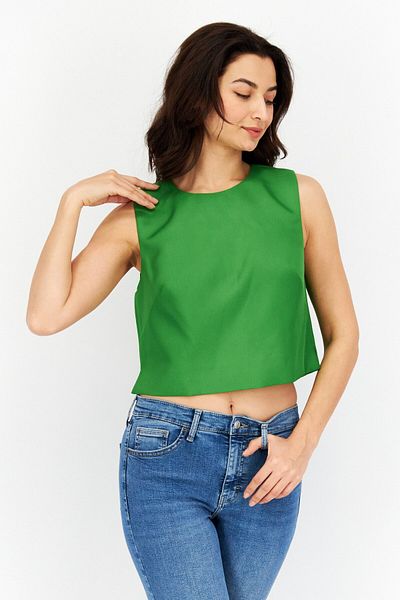Kate Spade Women Round Neck Sleeveless Plain Top, Green