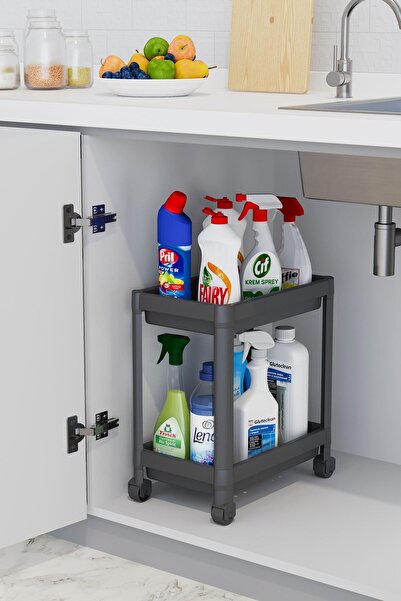 coverest 2-Tier Organizer Shelf with Wheels, Kitchen Counter, under Sink and Detergent Holder