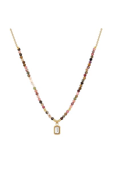 eastside Edelstahlhalskette Kette mit Anhänger Edelstahl gelbgold Zirkonia weiß Turmalin multicolor