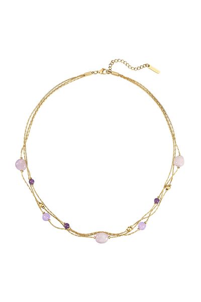 eastside Edelstahlhalskette Kette Edelstahl gelbgold Amethyst lila
