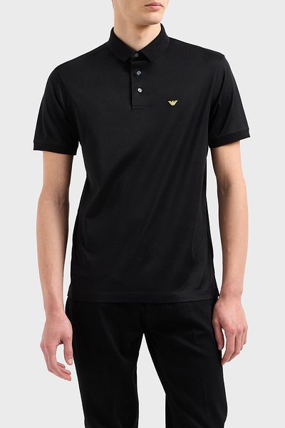 Emporio Armani تي شيرت رجالي بياقة بولو - مزيج من القطن، شعار، زر EM 001704   AF1