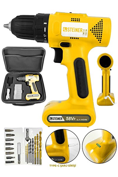STEİNER Alman 58 VF Lityum Akülü Kendinden Bataryalı Şarjlı Vidalama Matkap