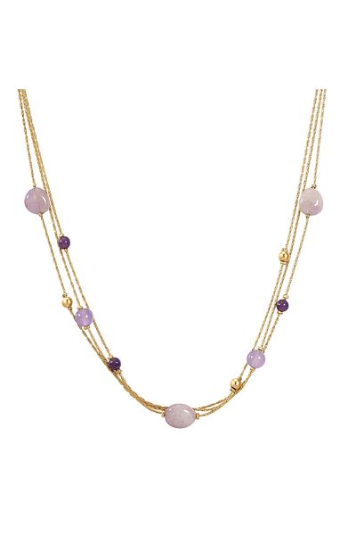 eastside Edelstahlhalskette Kette Edelstahl gelbgold Amethyst lila