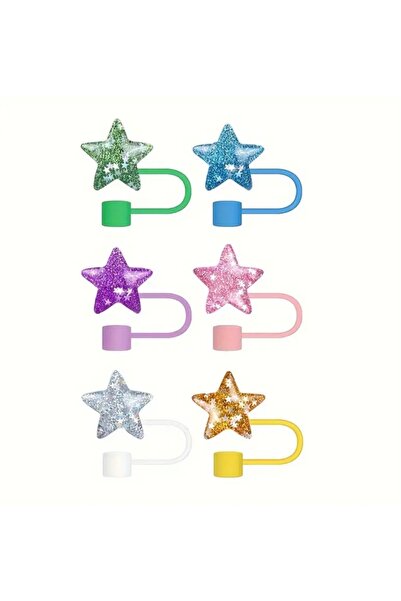 Qans Bilisim Simli Yıldız Şekilli Sarı Termos Pipet Tıpası