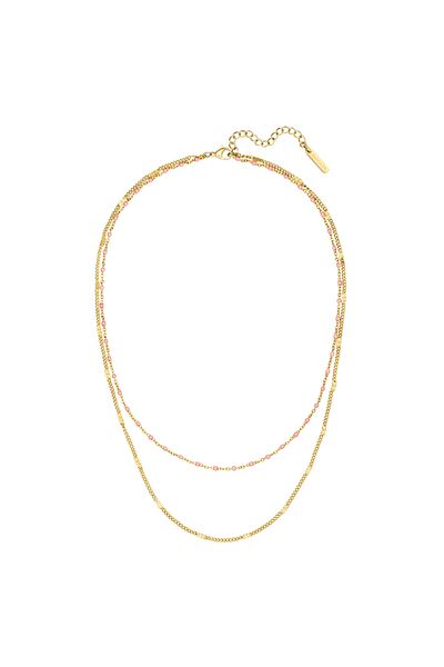 eastside Edelstahlhalskette Kette Edelstahl Gelbgold Emaille Pink