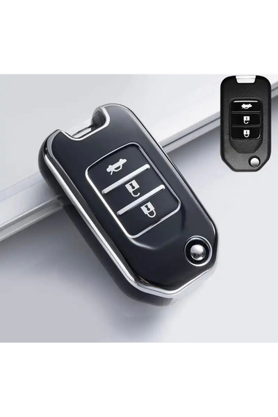 bigkey حافظة لهوندا سيفيك FC5 أنيقة بمفتاح ربط باللون الأسود والفضي