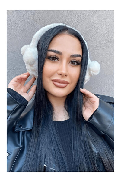 pasajdanal Căști de pluș cu figurină de ursuleț de culoare crem