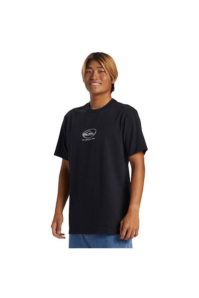 Quiksilver Tricou negru pentru bărbați cu logo Chrome Stn TRICOU BĂRBAȚI AQYZT09545