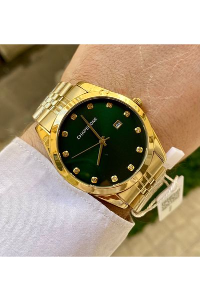 Reward Chaperone Brand Gold Color Calendar Waterproof Men's Wrist Watch