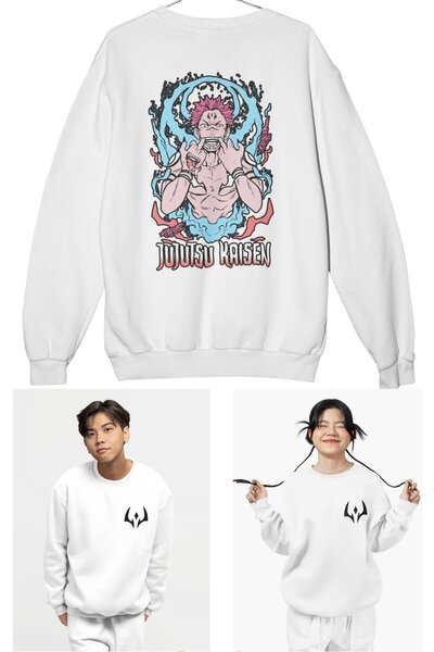 Fuddy Moda Unisex Jujutsu Kaisen Γραπτό φούτερ χωρίς κουκούλα με στάμπα στην ...