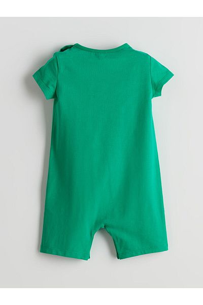 LC Waikiki Lcw Eco Green Crew Neck Printed Baby Boy Romper