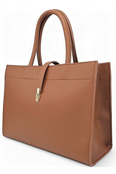 Evident Soft Textured Hand and Briefcase with Tan Lock Detail